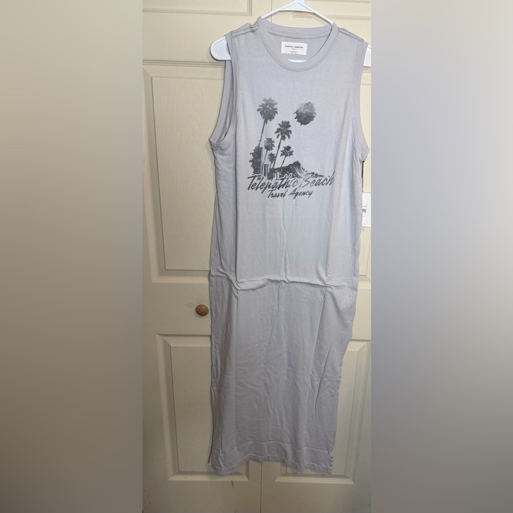 Spiritual Gangster women’s small Gray Graphic maxi Dress NWT